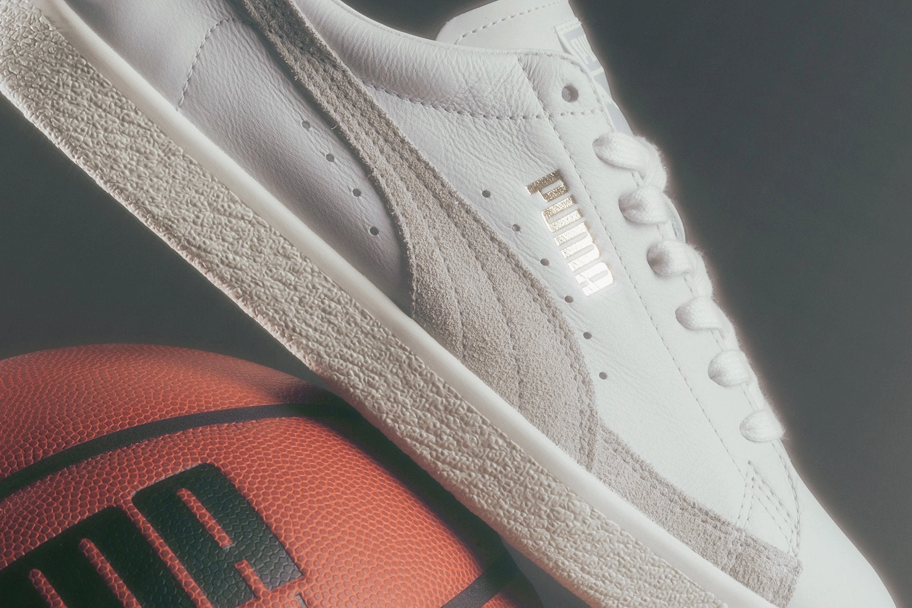 Basket 90680 Lux - White/Whisper White Puma Stripe Logo Trainers