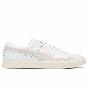 Basket 90680 Lux - White/Whisper White Puma trainers with bold stripe logo
