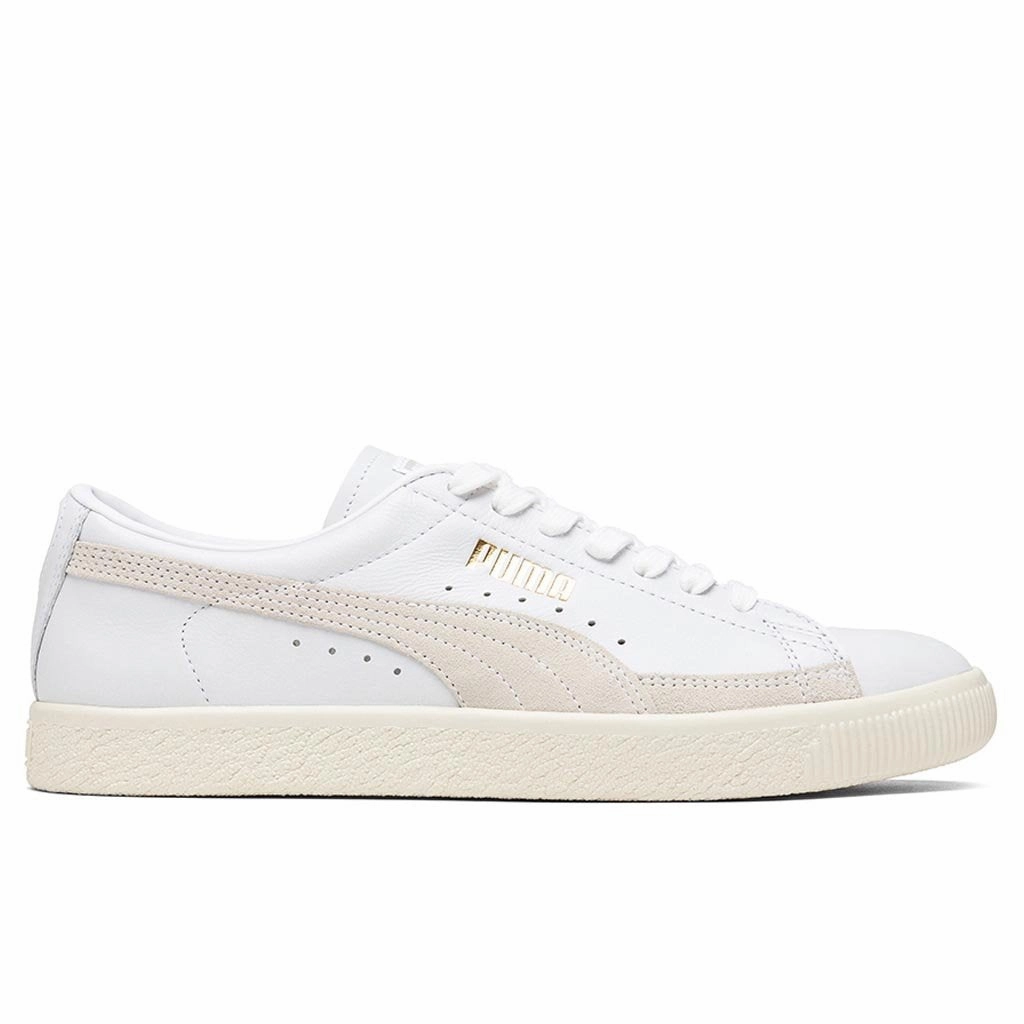 Basket 90680 Lux - White/Whisper White Puma trainers with bold stripe logo
