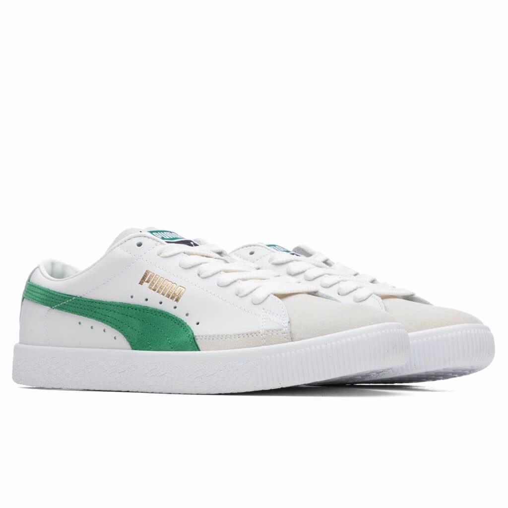Basket VTG - White/Green Puma Stripe Logo Trainers