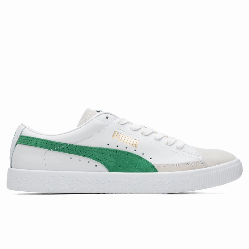 Basket VTG - White/Green Puma trainers with bold stripe logo
