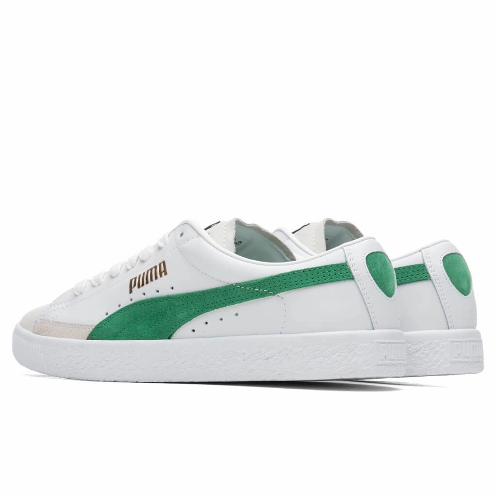 Basket VTG - White/Green Puma Stripe Logo Trainers