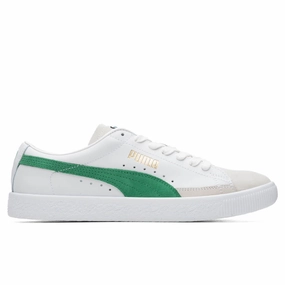 Basket VTG - White/Green Puma trainers with bold stripe logo