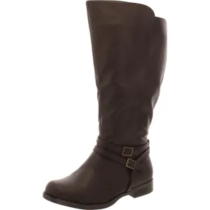 Bay Plus Womens Faux Leather Wide Calf Mid-Calf Boots