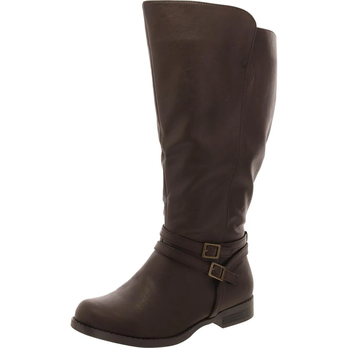 Bay Plus Womens Faux Leather Wide Calf Mid-Calf Boots