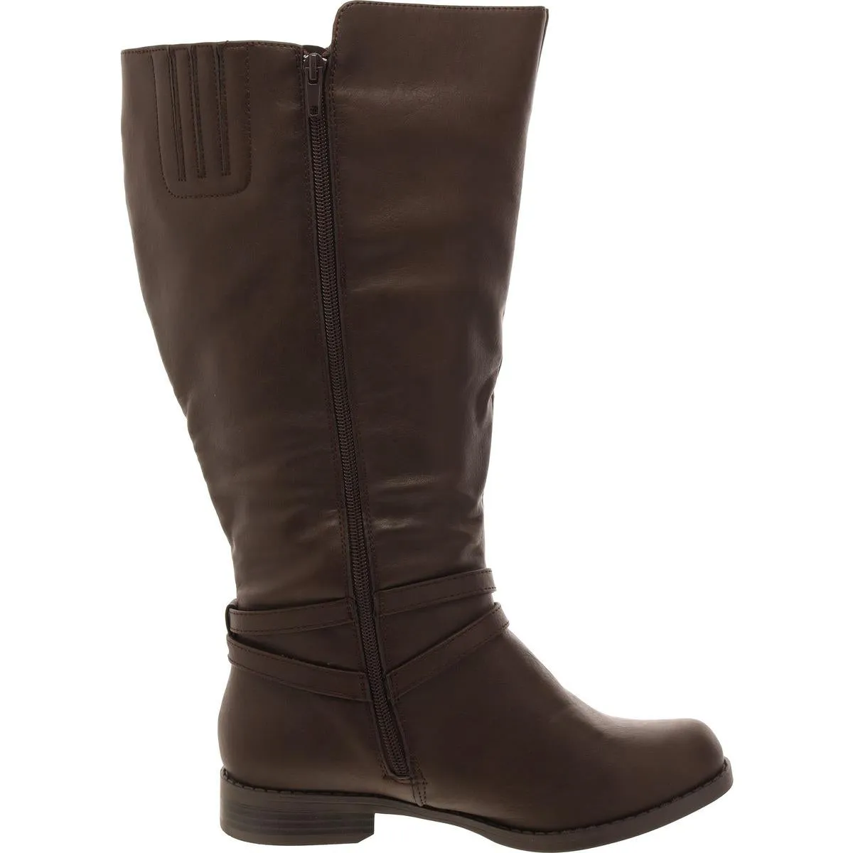Bay Plus Womens Faux Leather Wide Calf Mid-Calf Boots