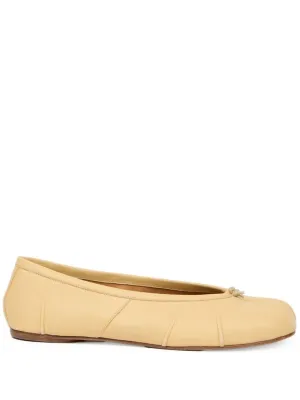 Beige Leather Tabi Ballerina Flats