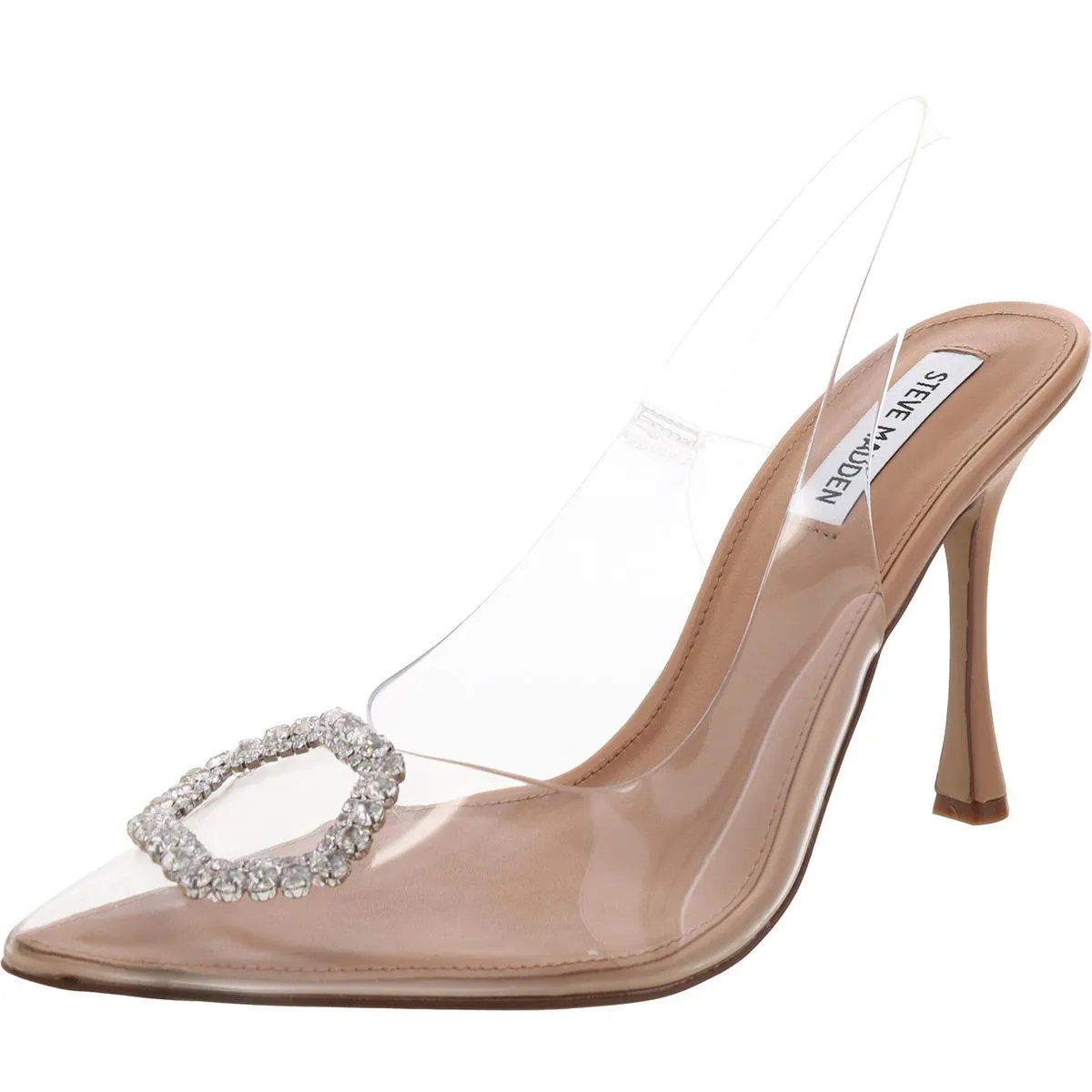 Beignet Womens Denim Pointed Toe Slingback Heels