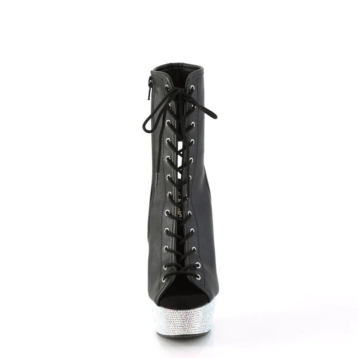 BEJEWELED-1016-6 Black Faux Leather/Silver AB Rhinestones