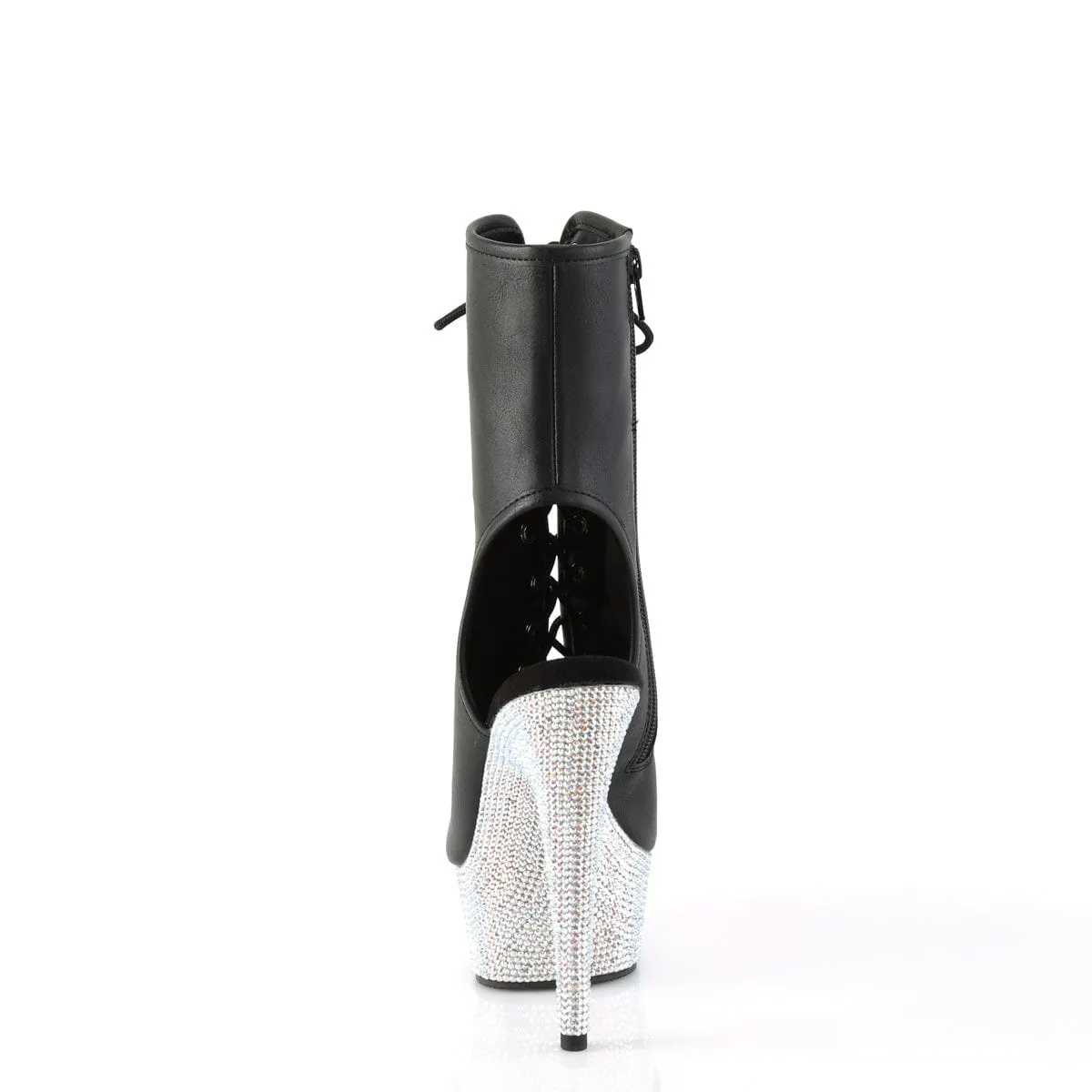 BEJEWELED-1016-6 Black Faux Leather/Silver AB Rhinestones