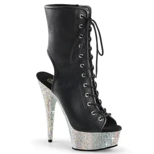BEJEWELED-1016-6 Black Faux Leather/Silver AB Rhinestones