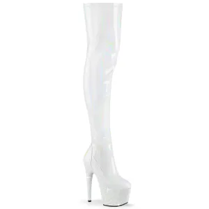 BEJEWELED-3000-7 White Stretch Hologram Patent/White Rhinestones