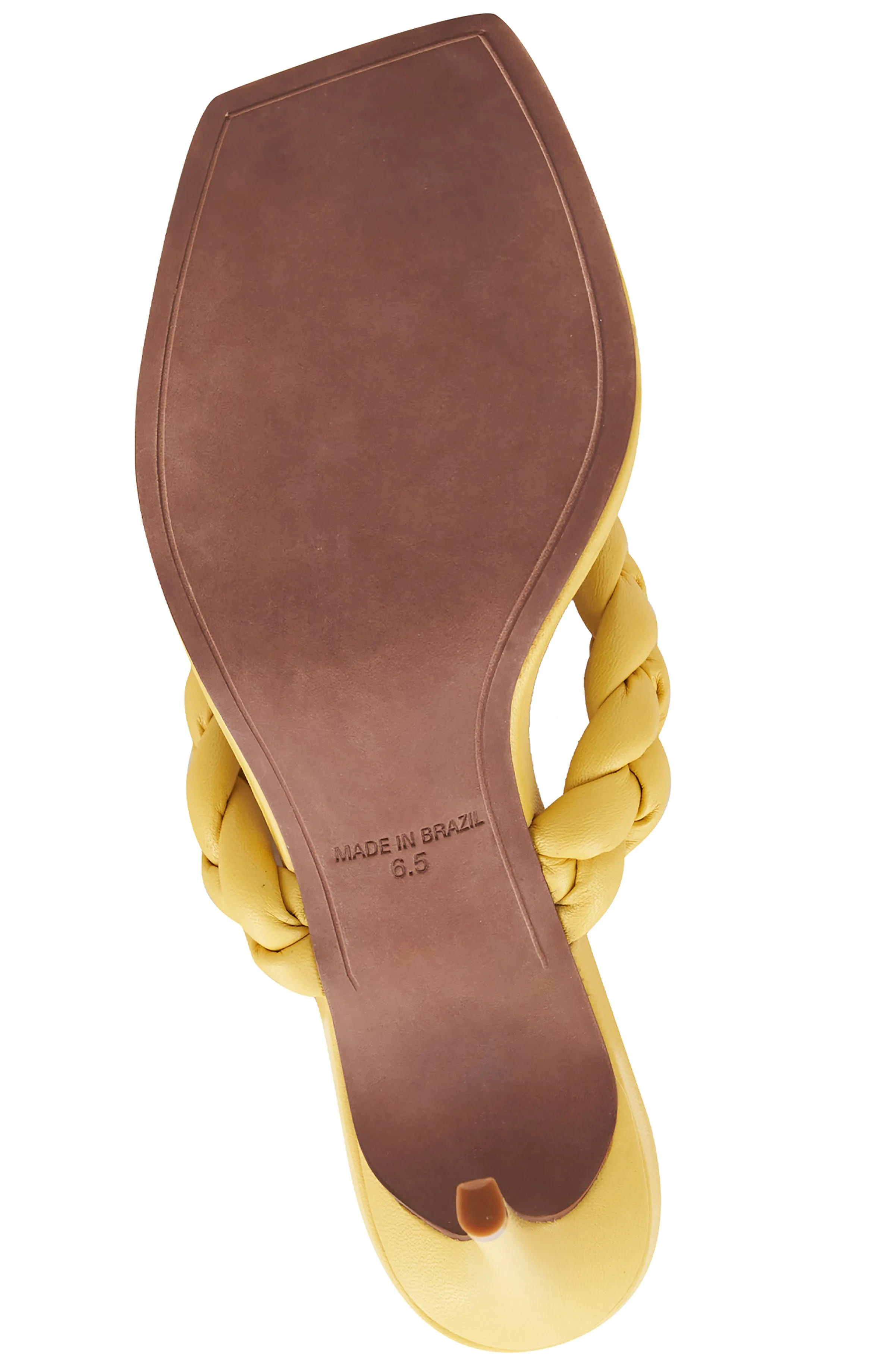 BELLA TUSCANY YELLOW LEATHER BRAIDED SANDAL HEEL