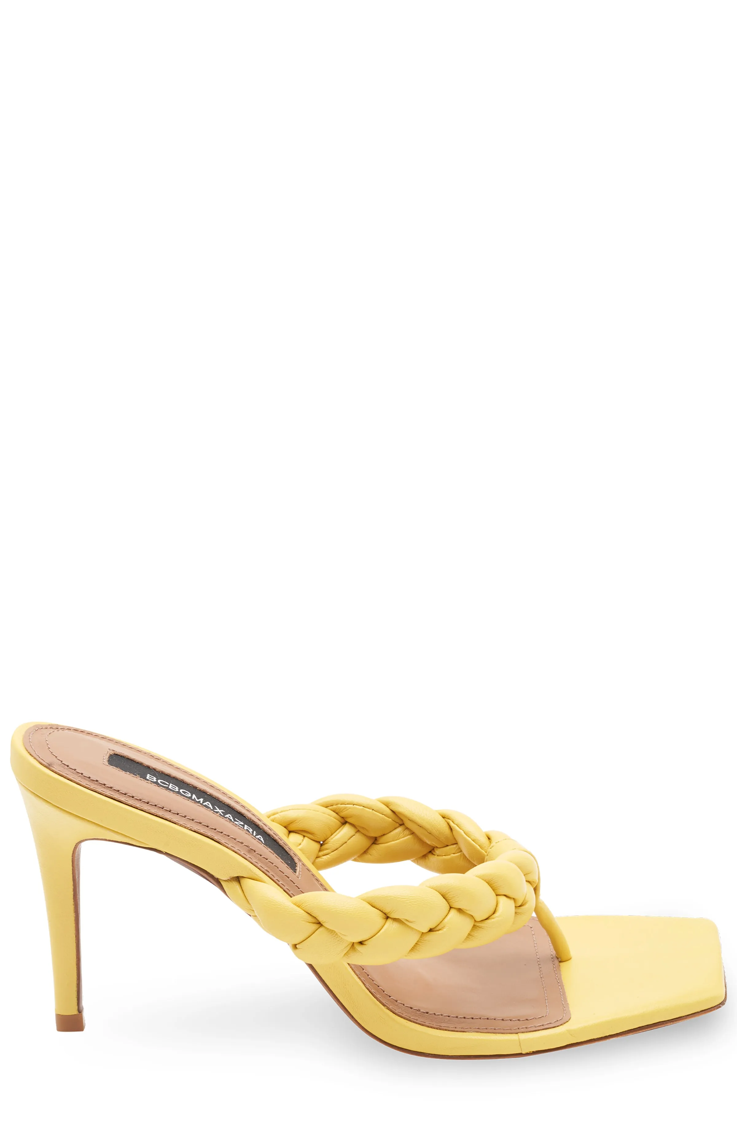 BELLA TUSCANY YELLOW LEATHER BRAIDED SANDAL HEEL