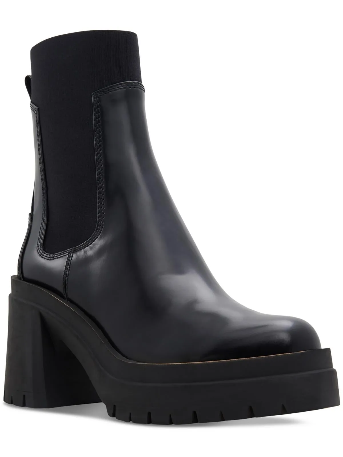 Big Mood Womens Leather Block Heel Mid-Calf Boots