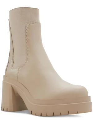 Big Mood Womens Leather Block Heel Mid-Calf Boots