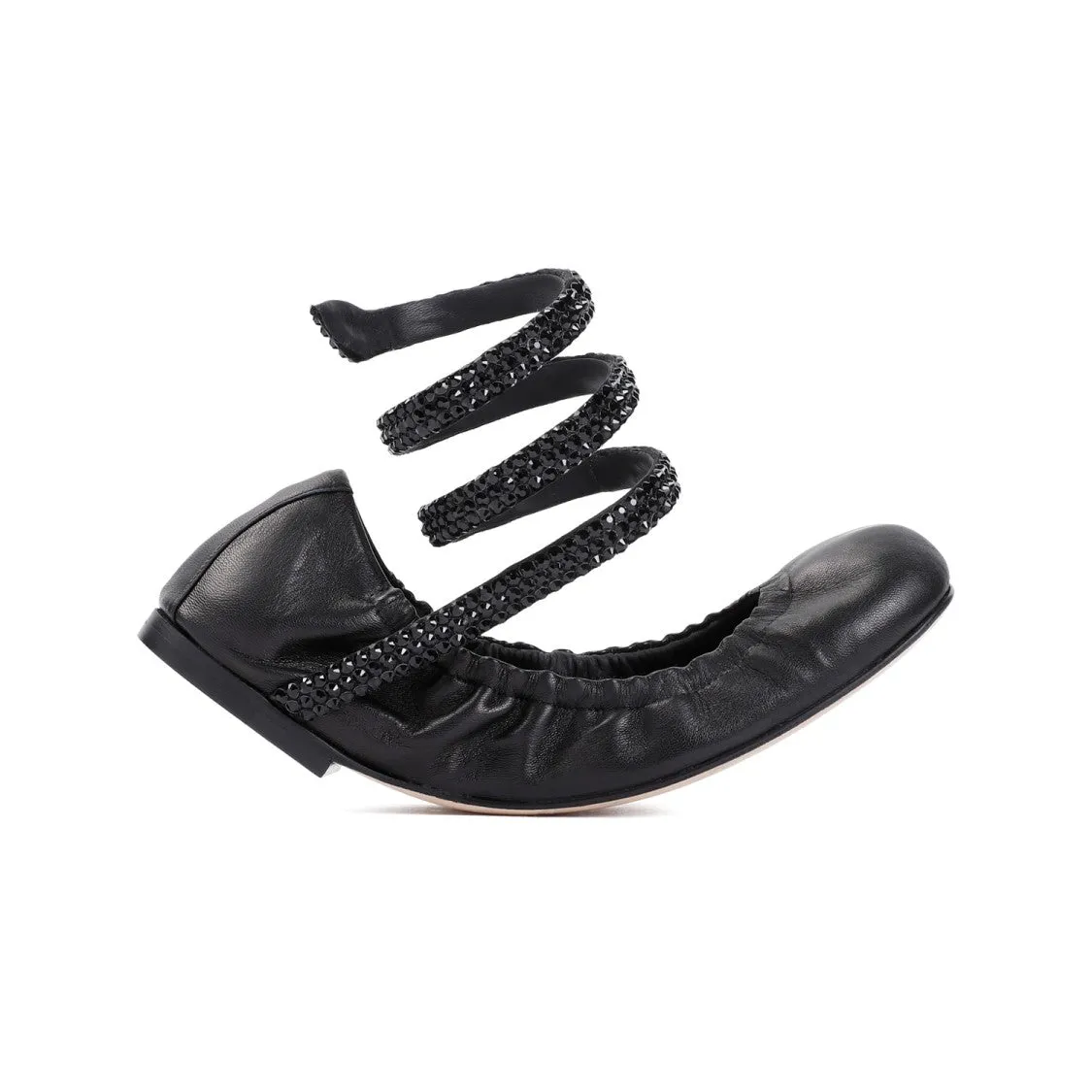 Black Lamb Leather Ballerinas
