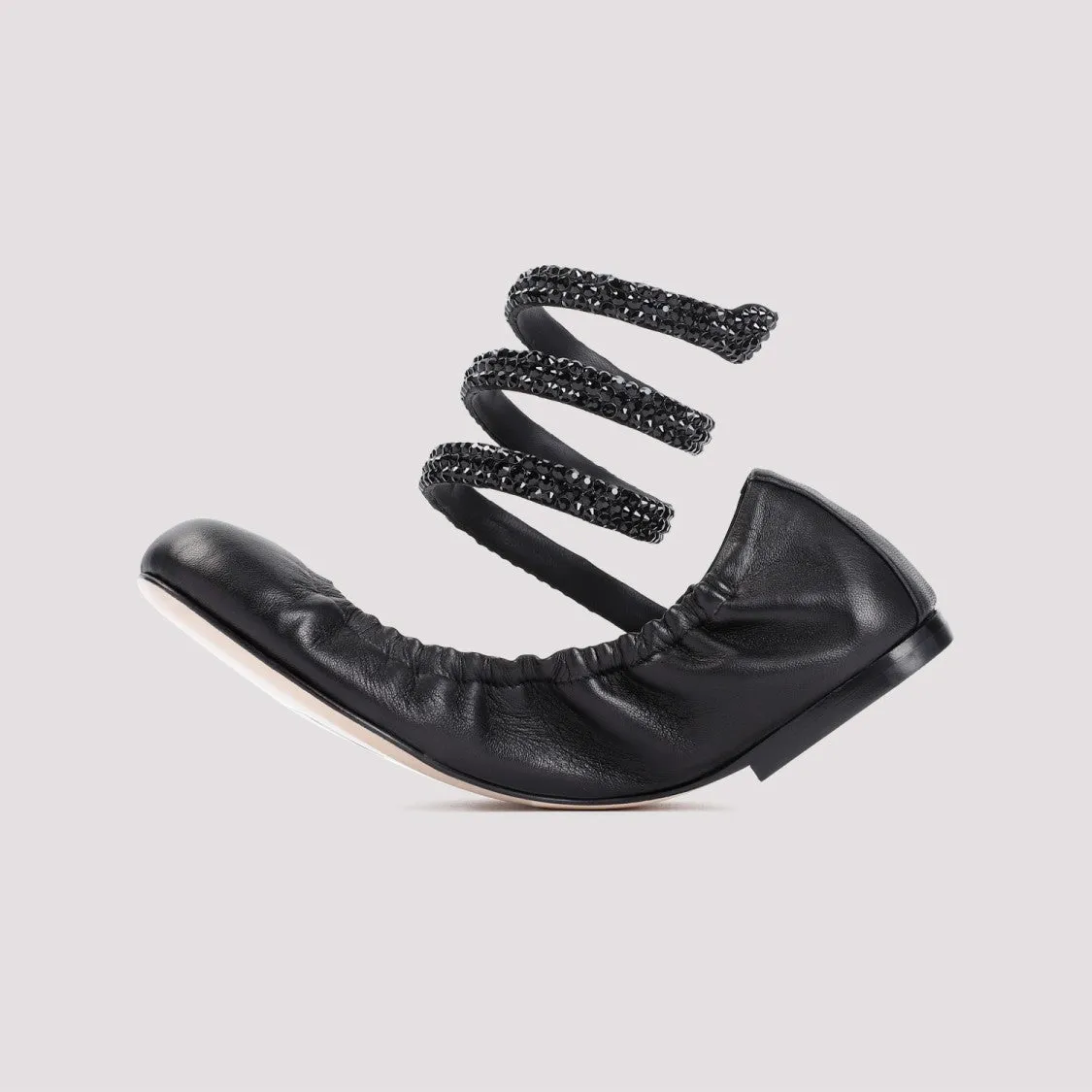 Black Lamb Leather Ballerinas