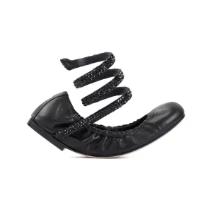 Black Lamb Leather Ballerinas