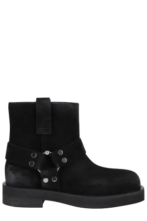 Black Suede Ankle Boots With Square Toe