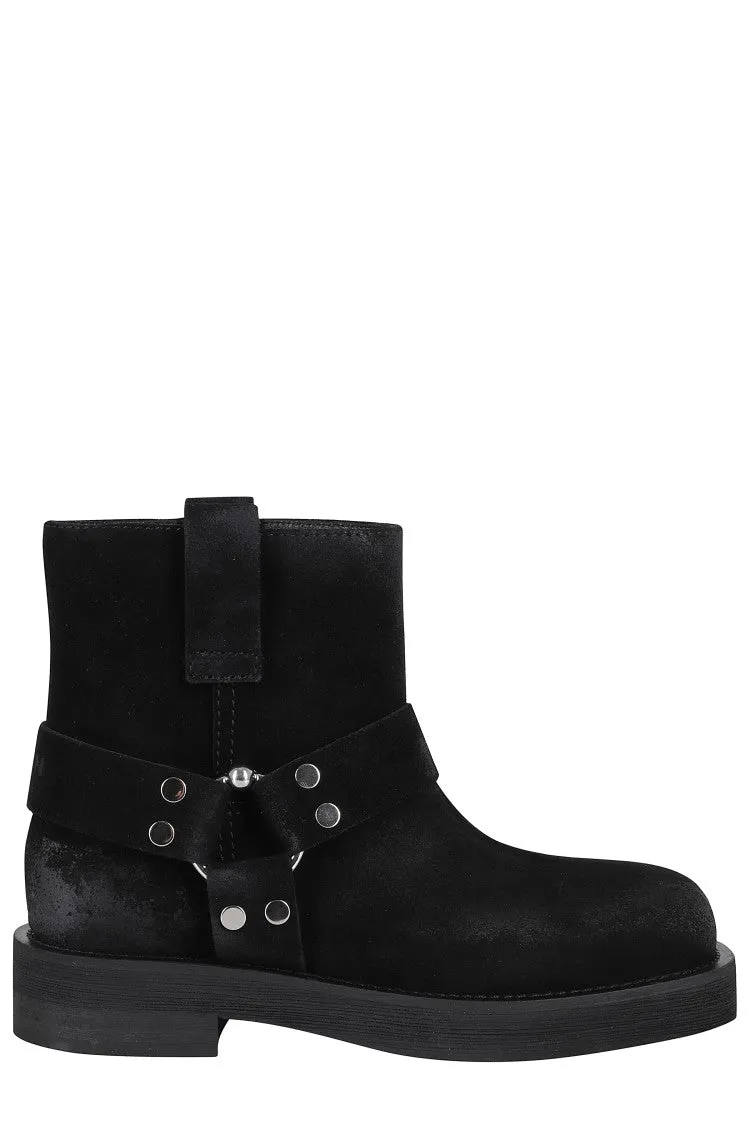 Black Suede Ankle Boots With Square Toe