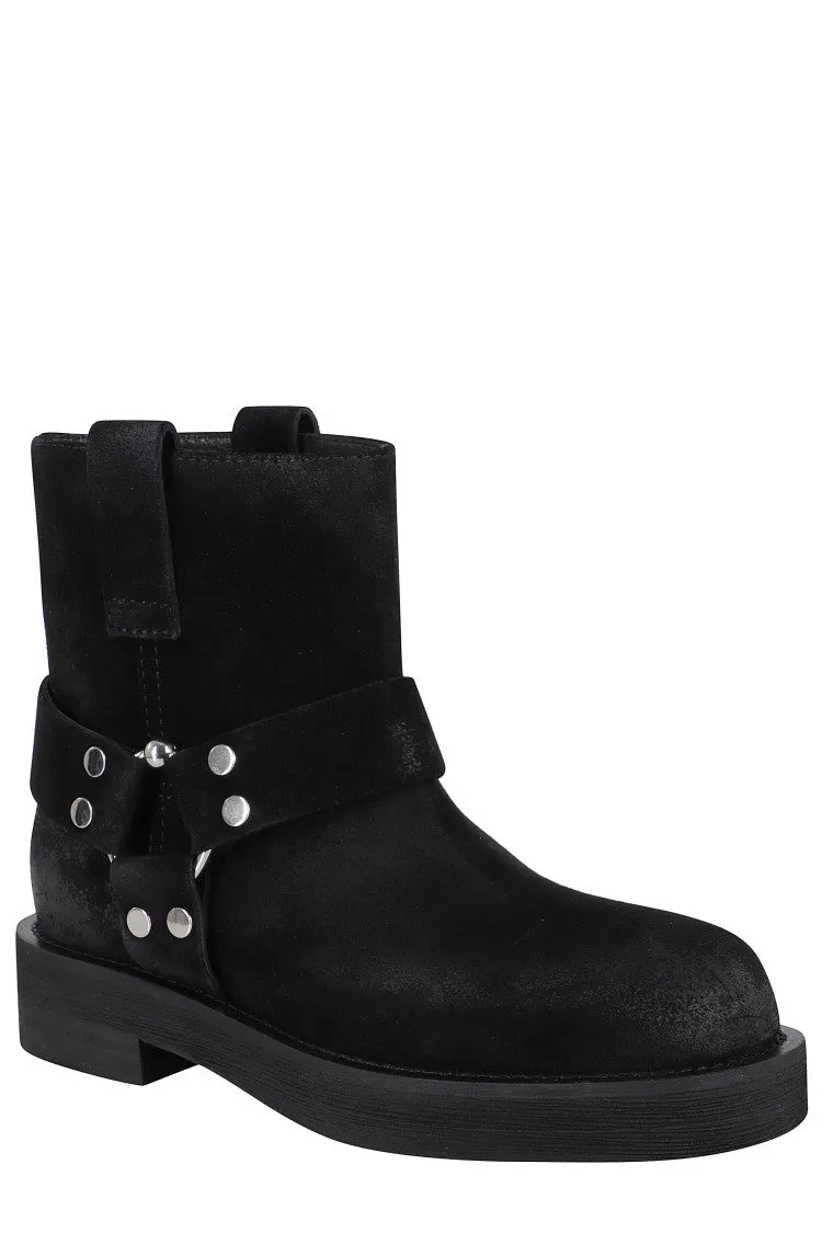 Black Suede Ankle Boots With Square Toe