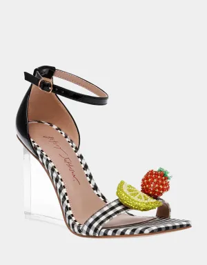 Blue by Betsey Johnson Harlen Ankle Strap Sandl Womens 7 Black Multi Heel ZPO554 (Black,7)
