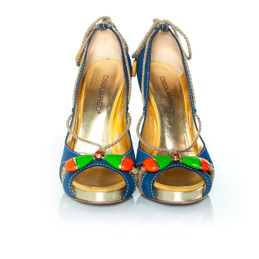 Blue suede candy pump