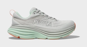 Bondi 8 Womens Running Shoes (Stardust/Aqua) Trail-ready Hoka hiking shoes