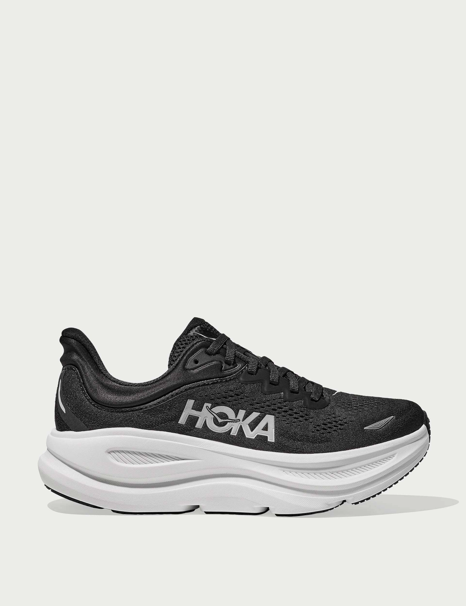 Bondi 9 - Black/White Hoka performance shoes for runners