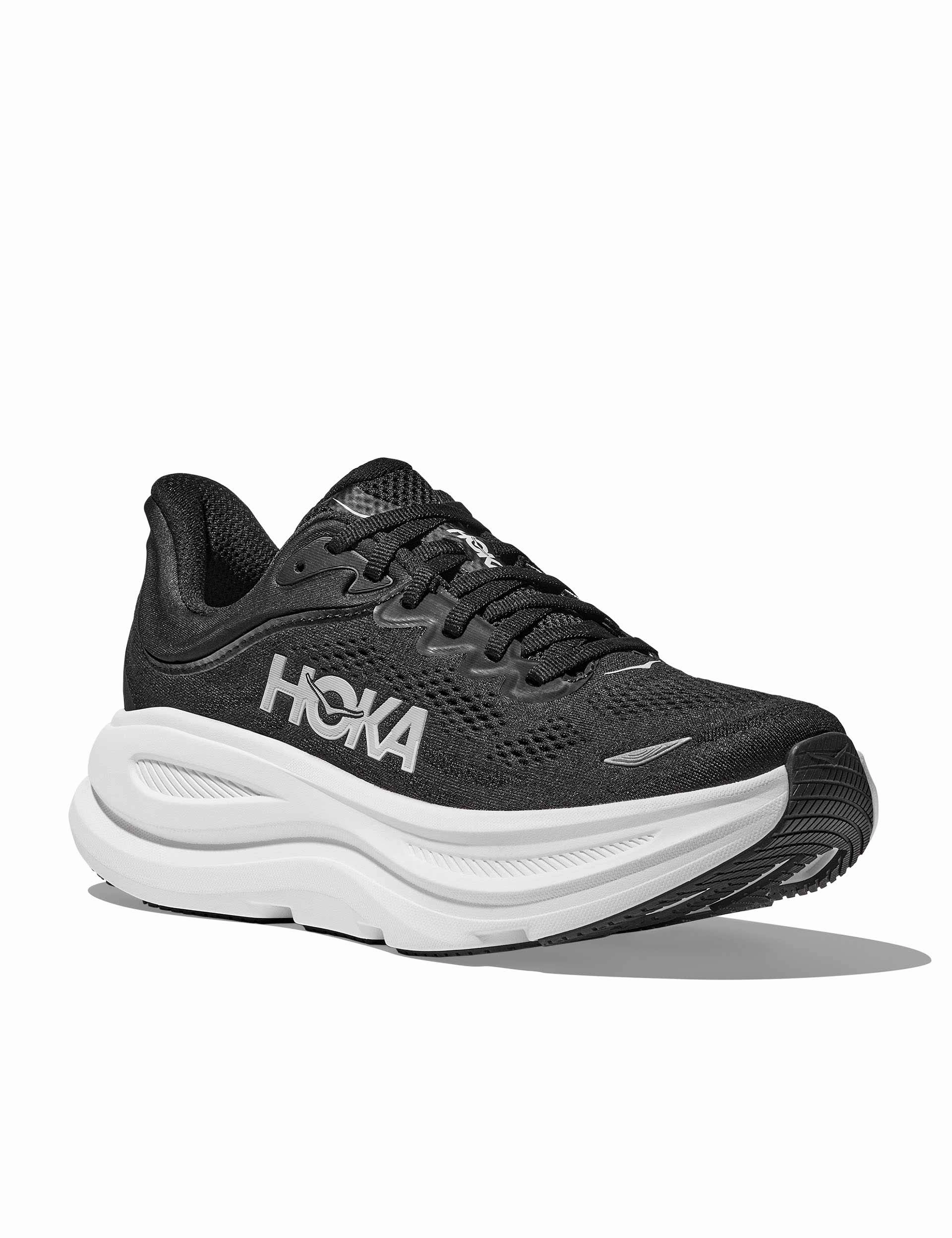 Bondi 9 - Black/White Hoka trail-ready performance shoes