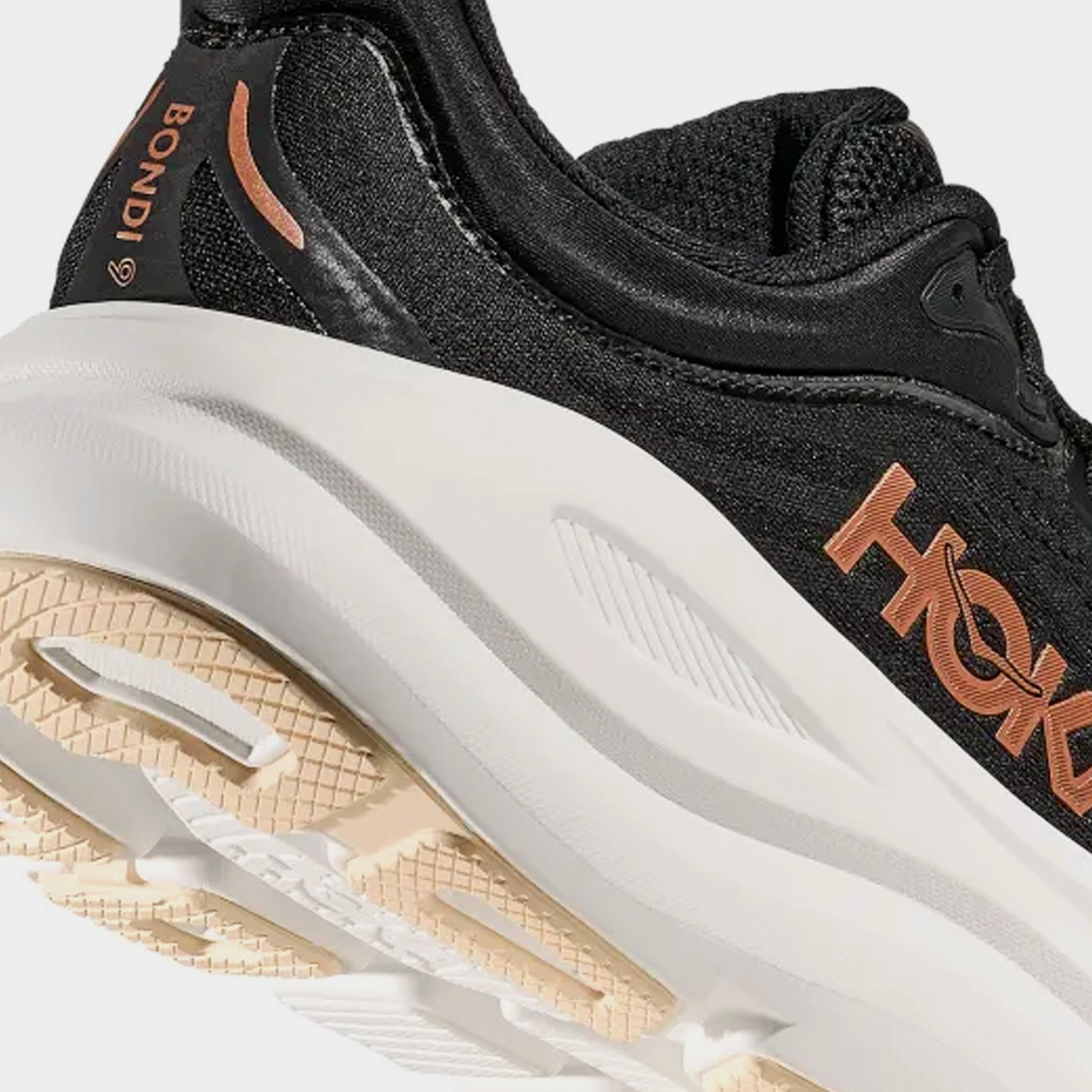 Bondi 9 Womens Running Shoes (Black/Gold) Trail grip footwear