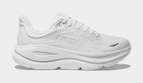Bondi 9 Womens Running Shoes (White/White) Trail-ready Hoka hiking shoes