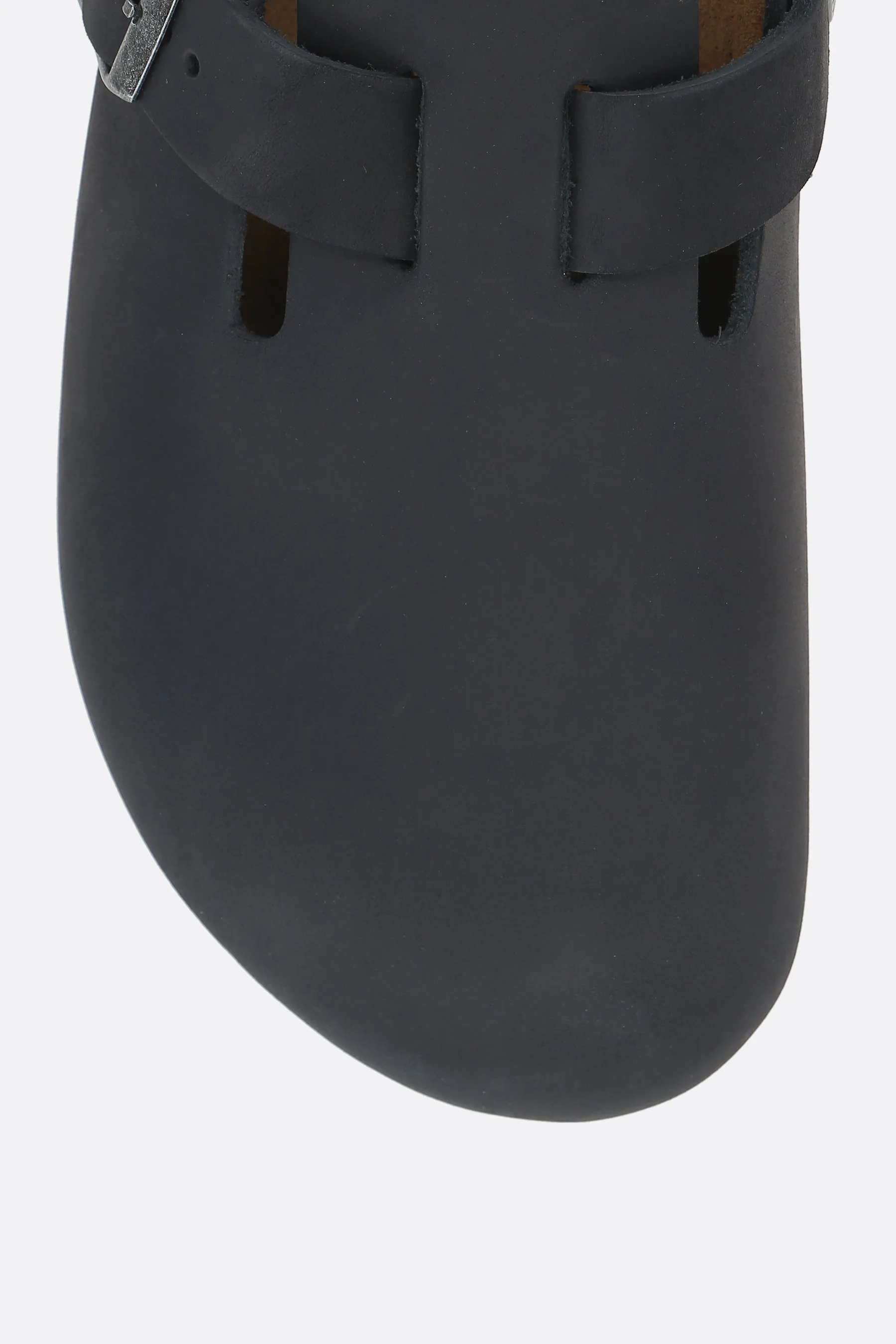 Boston BS flat mules in oiled leather (Narrow Fit)