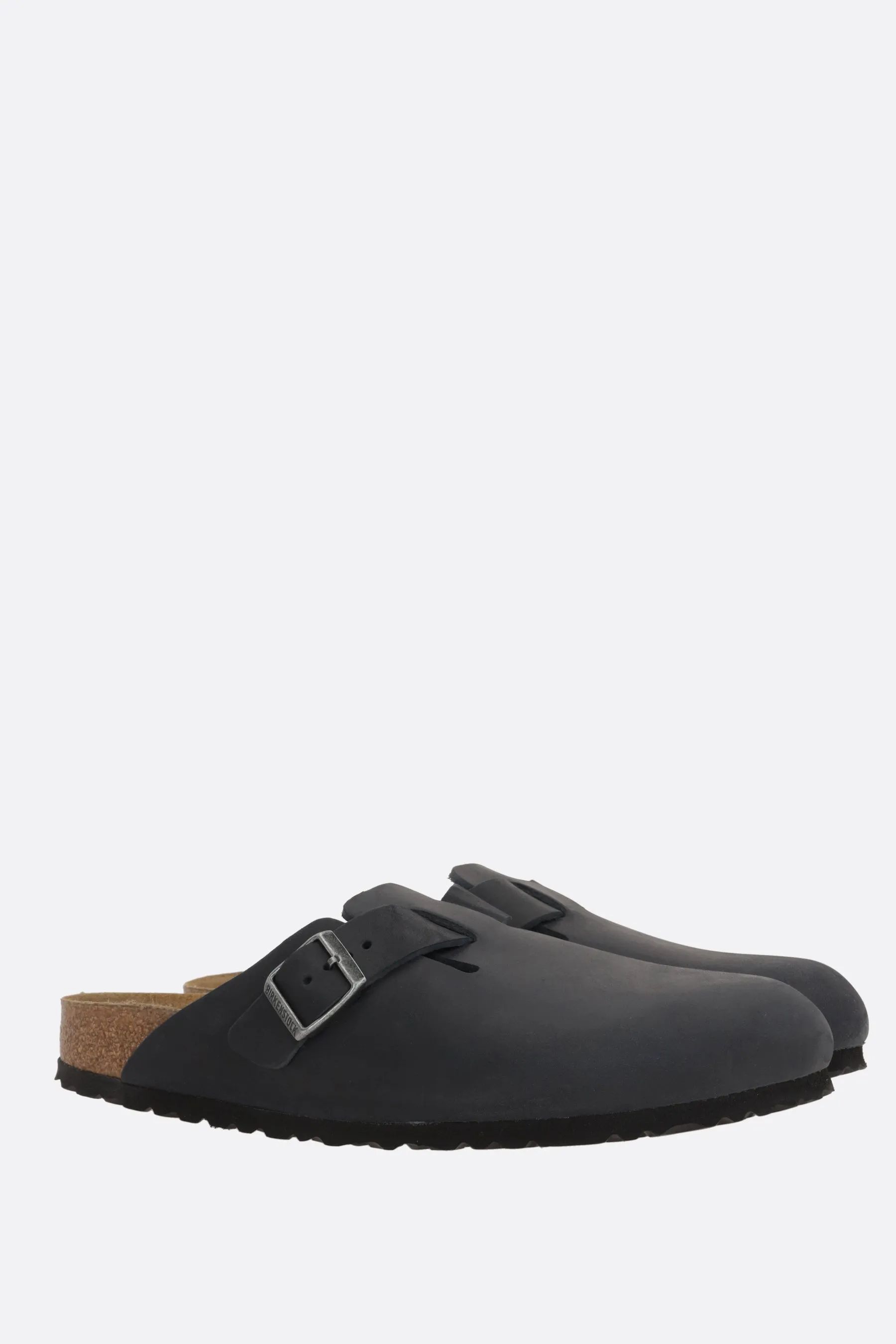 Boston BS flat mules in oiled leather (Narrow Fit)