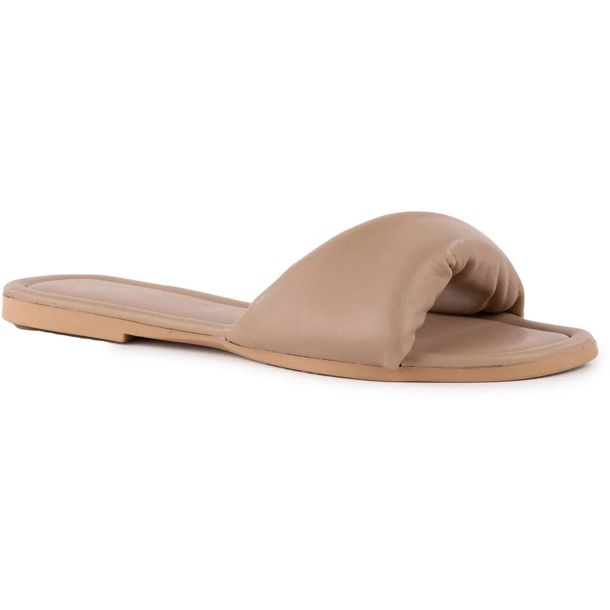 Breath Of Fresh Air Womens Criss-Cross Faux Leather Slide Sandals