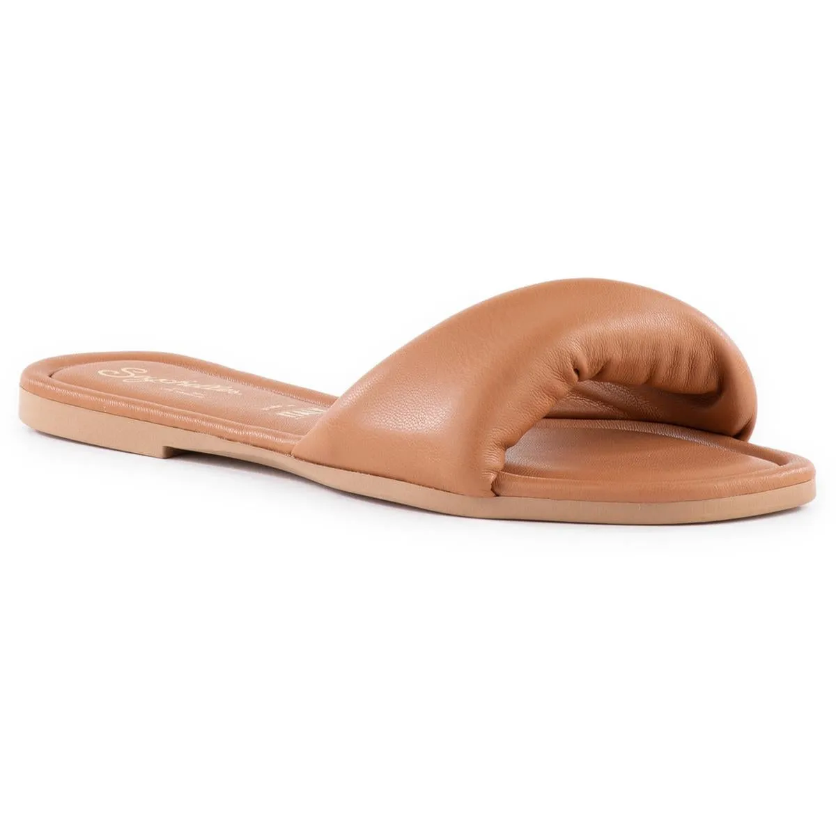 Breath Of Fresh Air Womens Criss-Cross Faux Leather Slide Sandals