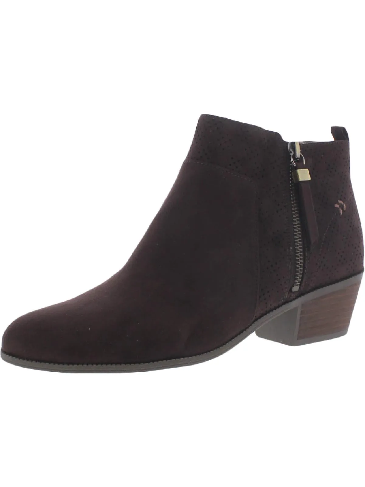 Brianna Womens Faux Suede Stacked Heel Dress Boots
