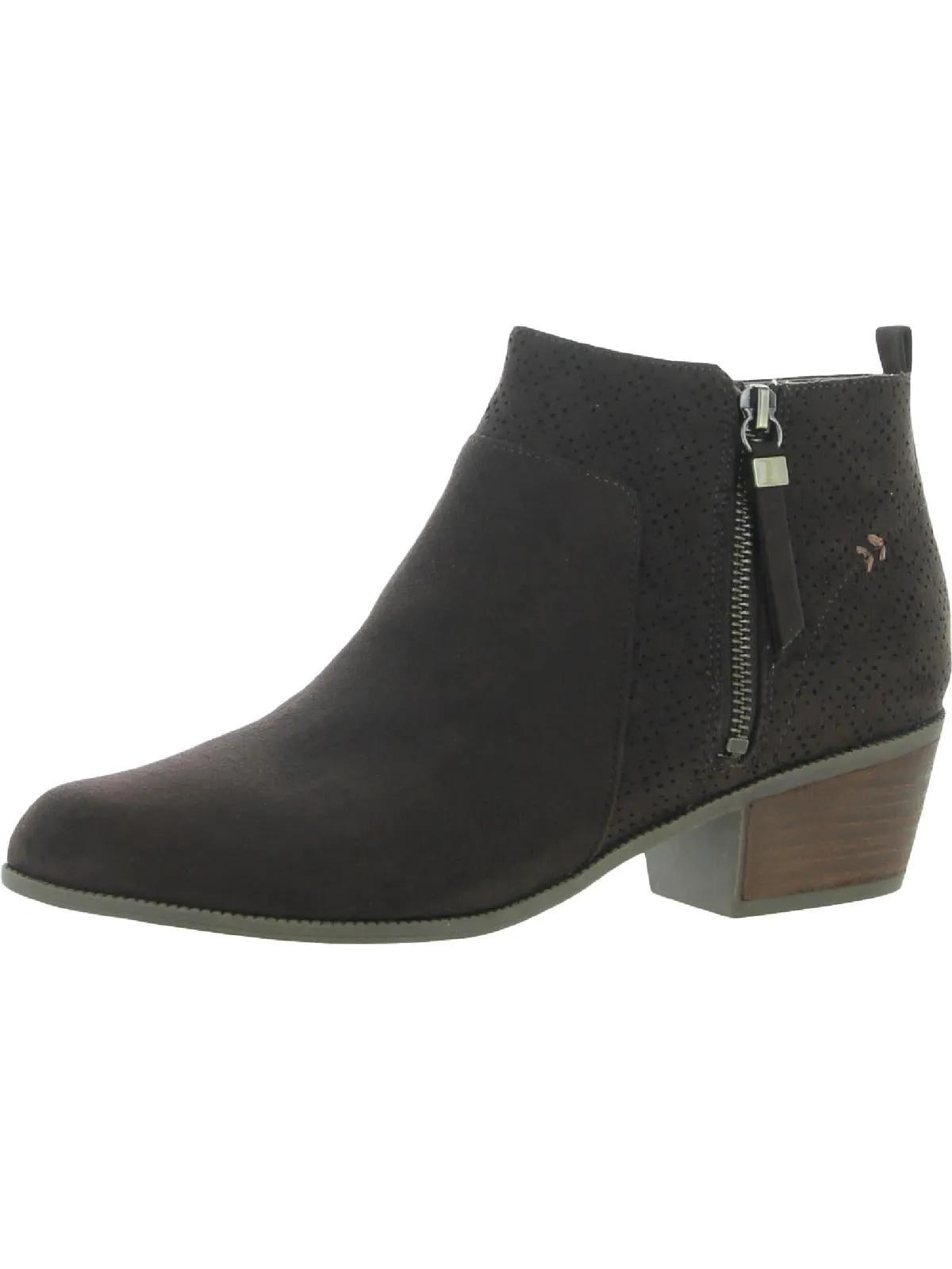 Brianna Womens Faux Suede Stacked Heel Dress Boots