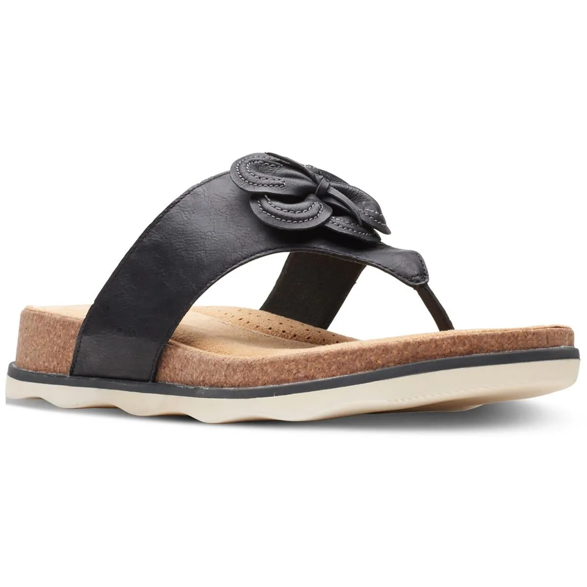 Brynn Style Womens Leather Cushioned Footbed Slide Sandals