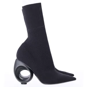 Burberry Kimberley Pointed Toe Ankle Boots in Black Knit Stretch Fabric