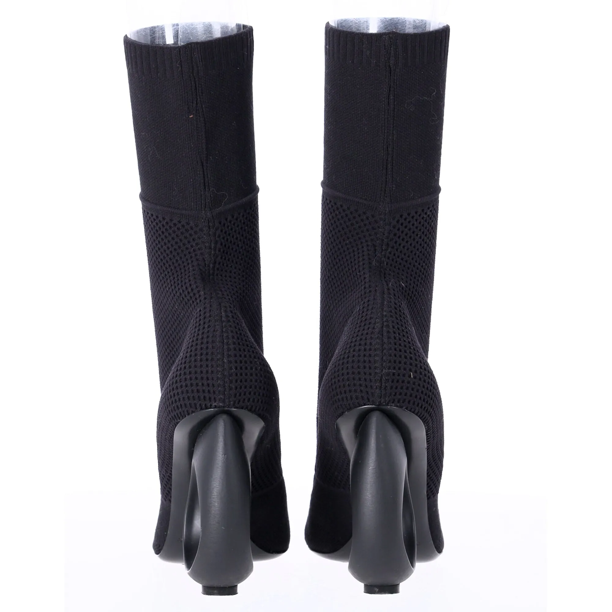 Burberry Kimberley Pointed Toe Ankle Boots in Black Knit Stretch Fabric