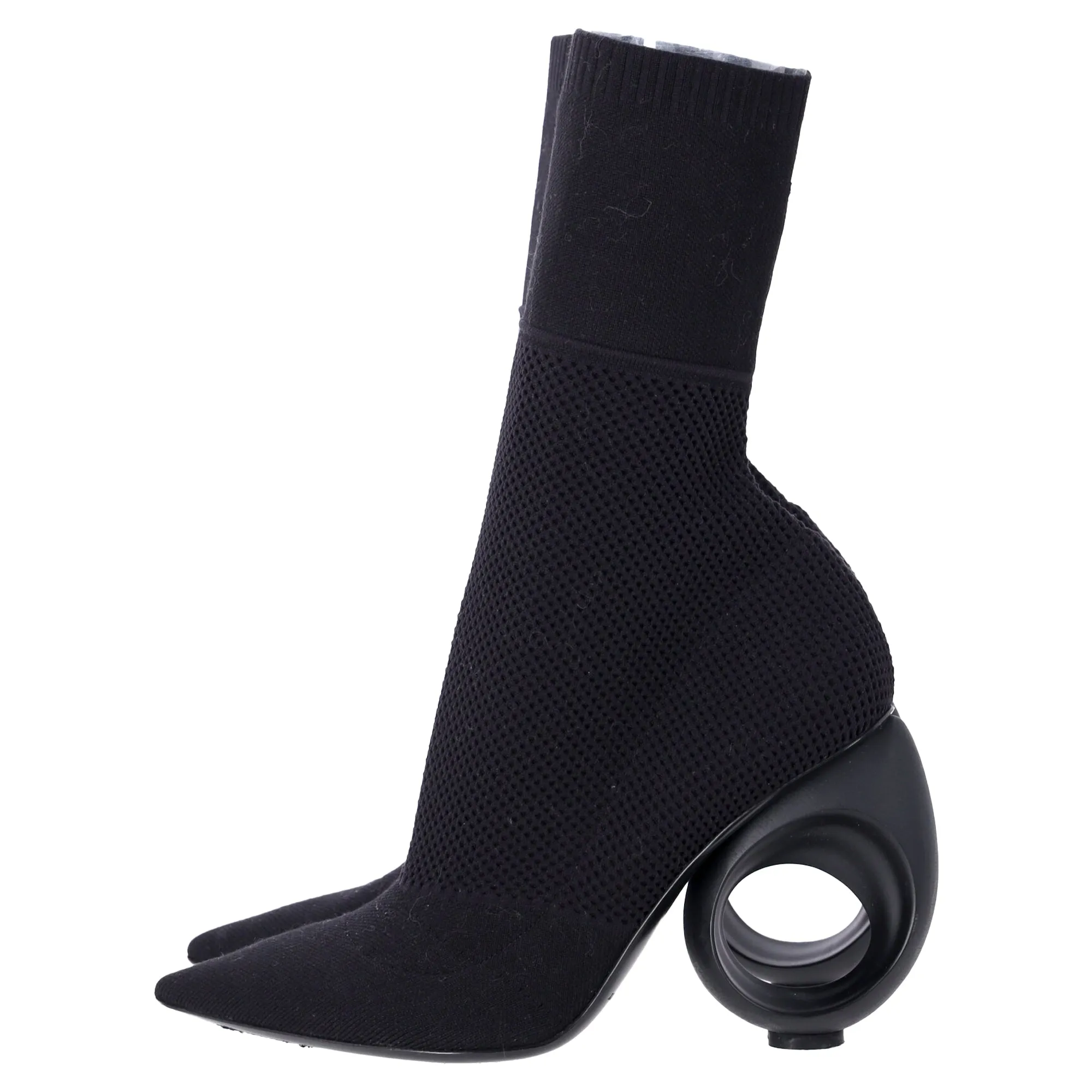 Burberry Kimberley Pointed Toe Ankle Boots in Black Knit Stretch Fabric