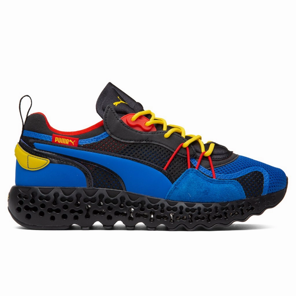 Calibrate Restored - Lapis Blue/Fizzy Yellow Puma shoes with suede and modern shape
