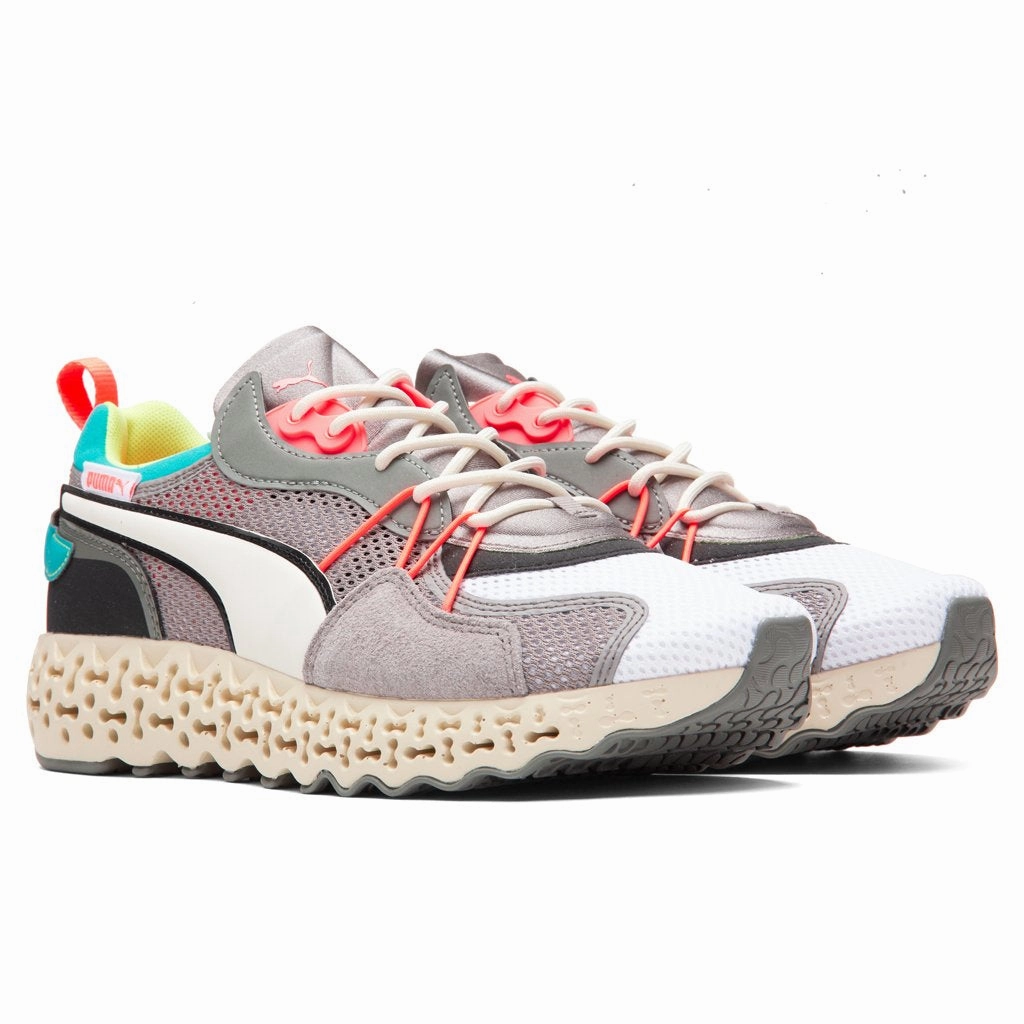 Calibrate Restored - White/Viridian Green Puma Stripe Logo Trainers