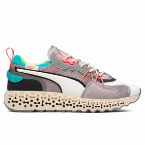 Calibrate Restored - White/Viridian Green Puma trainers with bold stripe logo