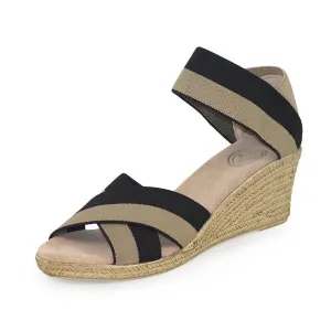 Cannon Tan/black Wedge Sandal In Black/tan Mix