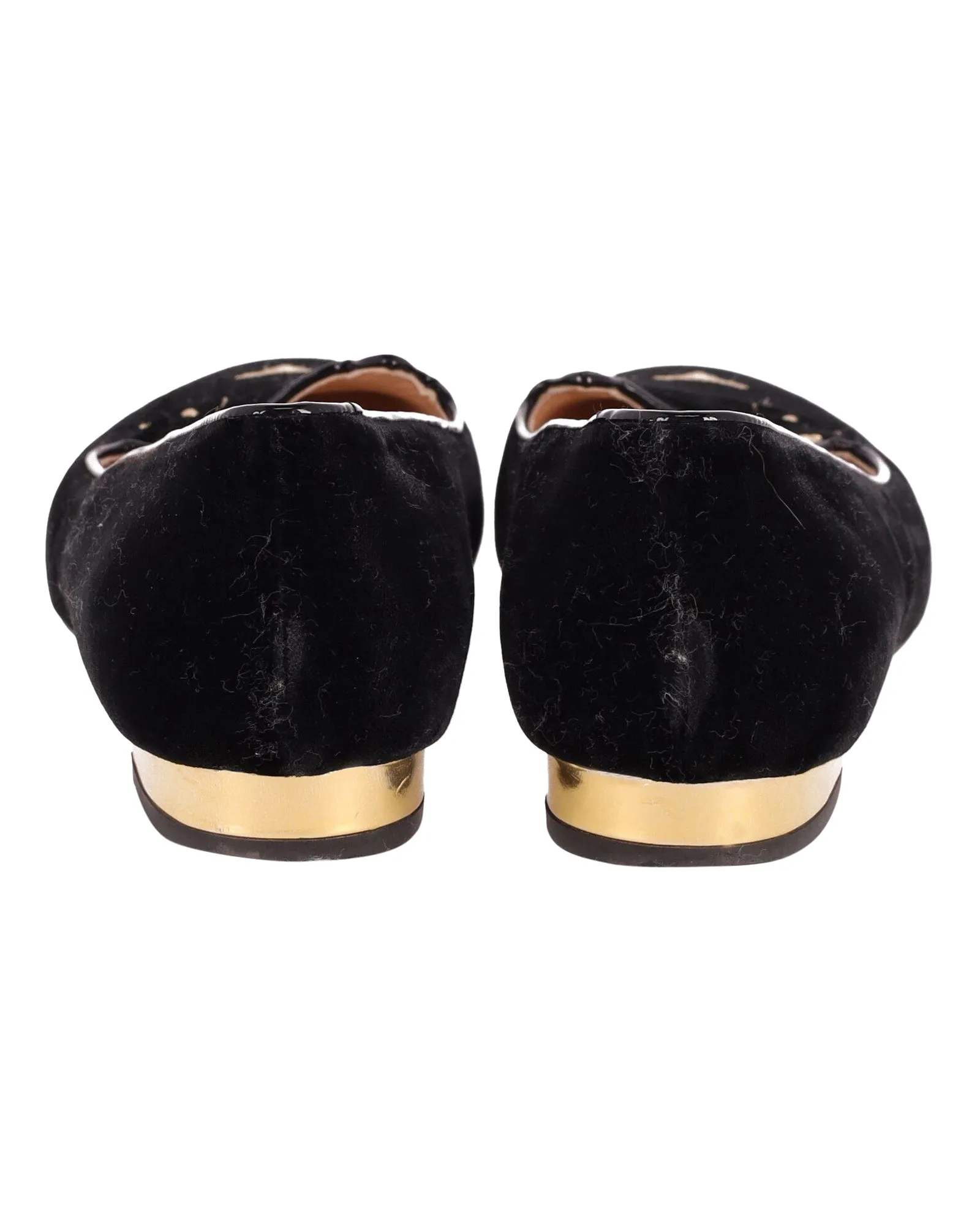 Charlotte Olympia Kitty Ballet Flats in Black Suede