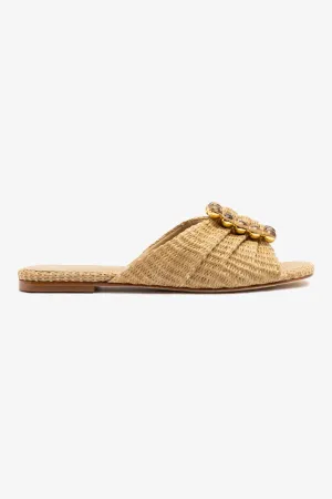 Chloe Gosselin by Larroud Nova Flat In Natural Raffia