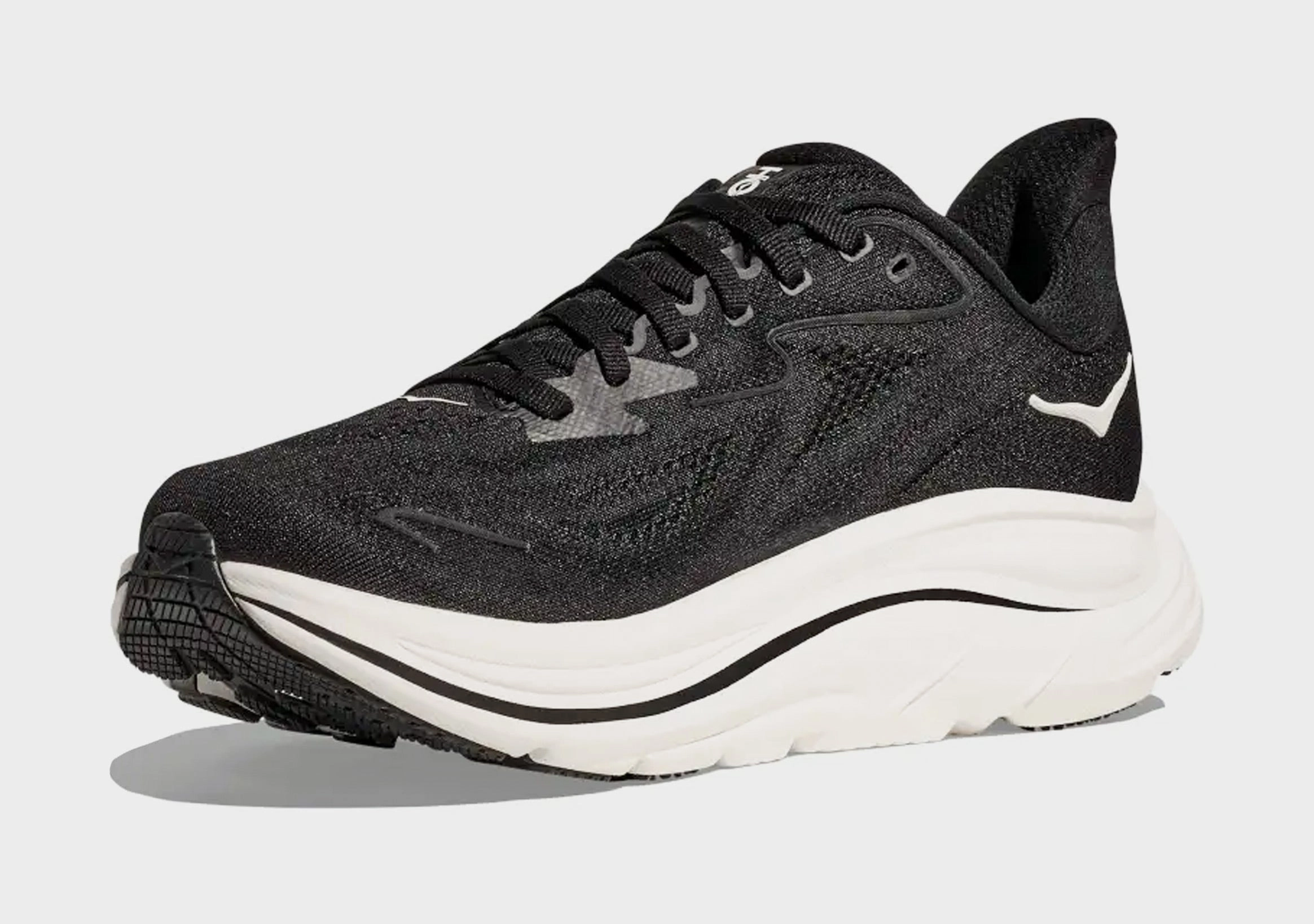 Clifton 10 Mens Running Shoes (Black/White) Trail grip footwear